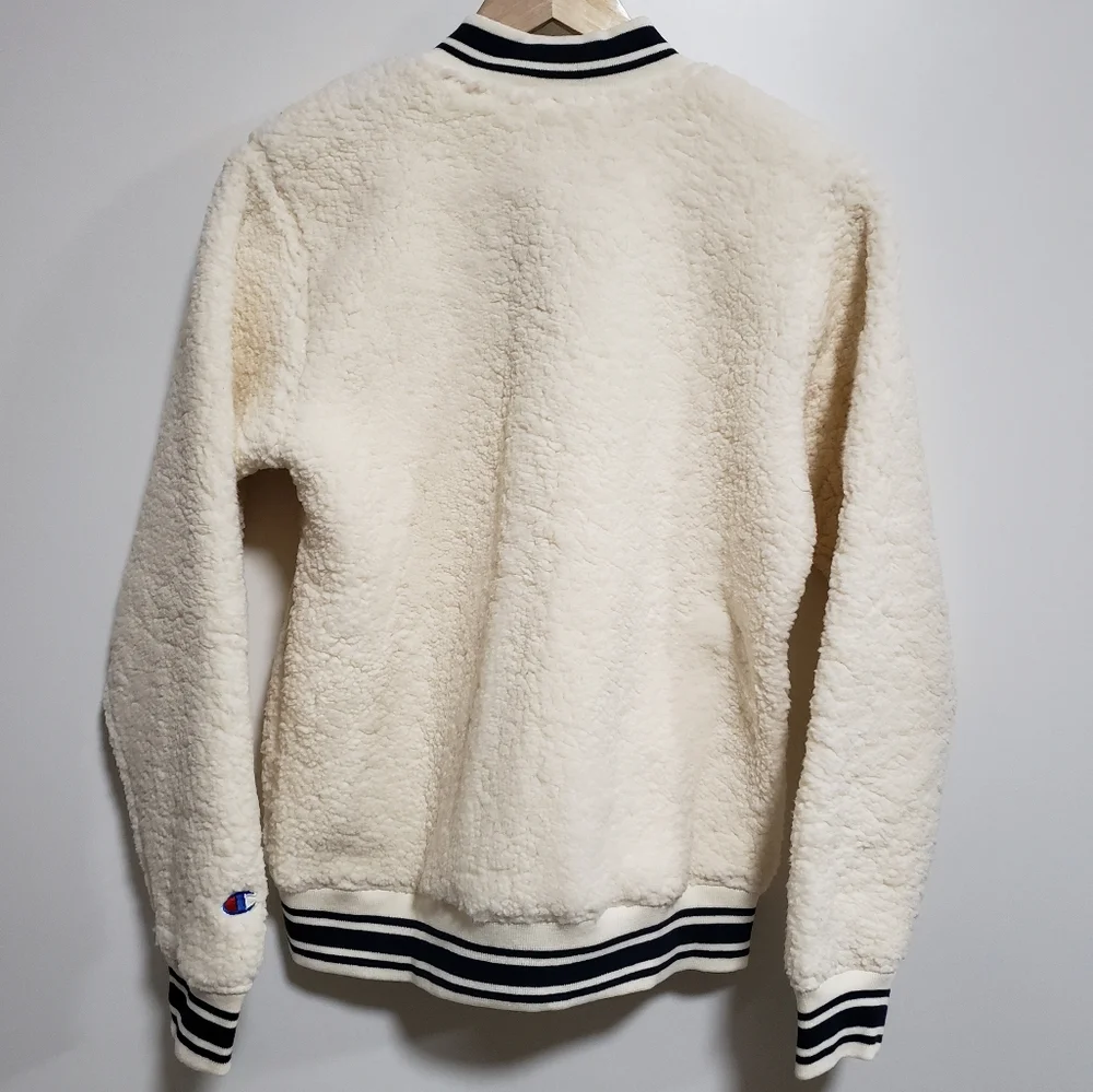 CHAMPION Boy Ivory and Blue Sherpa Bomber Jacket - Picture 6 of 7